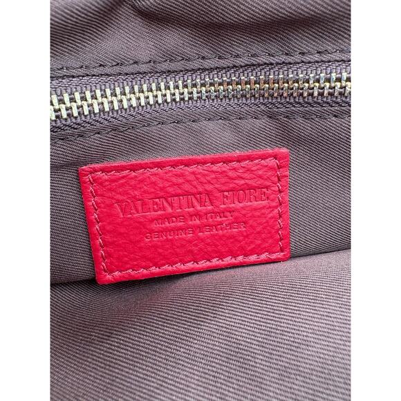 Valentina Fiore Red Italian Leather Handbag  Crossbody Adjustable Purse - Picture 4 of 10